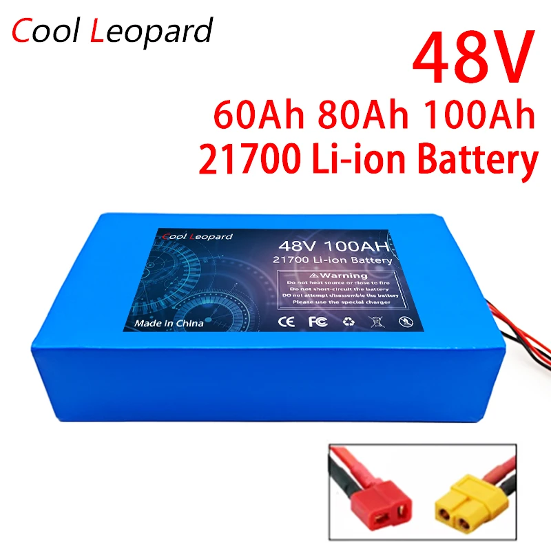 

E-bike 21700 48V 60Ah 80Ah 100Ah Lithium Battery Pack Built-in BMS,for High Power Electric Bicycle Replacement Li-ion Battery