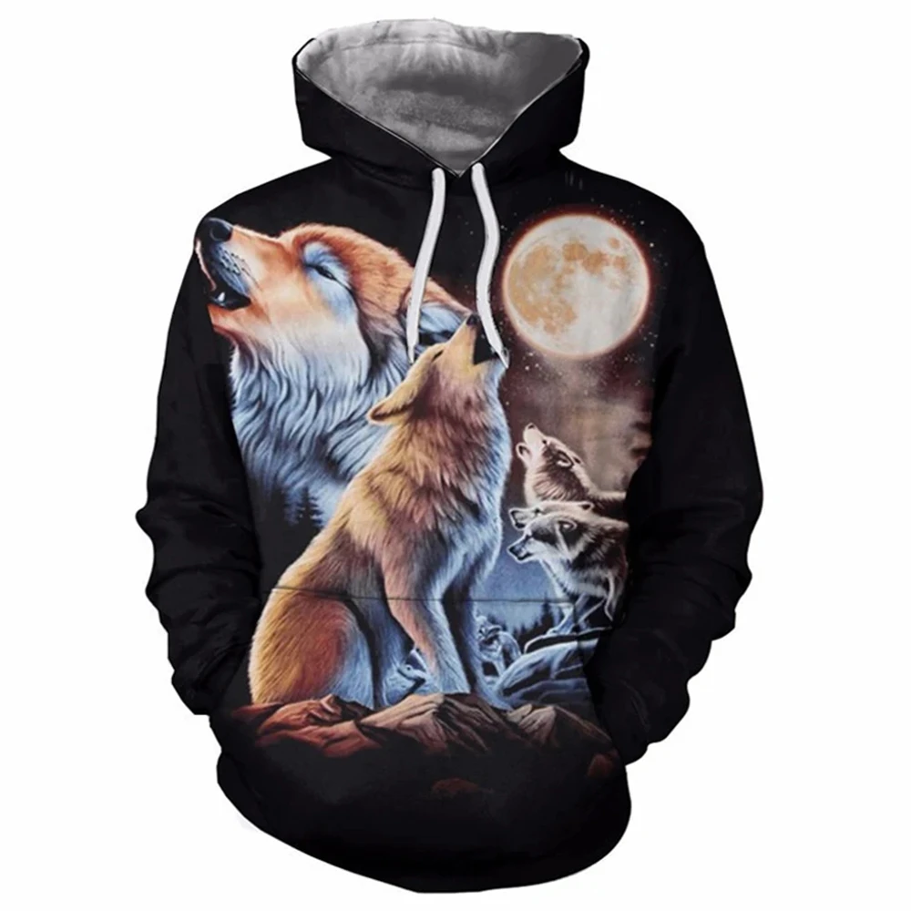 

2023 Men's Hoodie Fashion Streetwear Hip Hop Hoodie Long Sleeve Sweatshirt Jacket 3d Wolf Print Sweatshirt Oversized