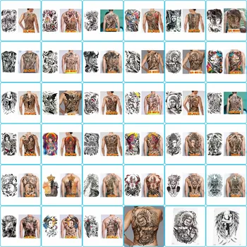 물 전사 인쇄 풀 백 문신 스티커, 관공 불상 패턴, 풀 백 임시 문신, 땀 방지 꽃 팔