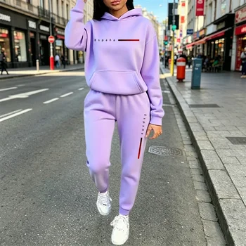 Autumn Winter Women's Clothing 2 Pcs Suits Casual Hooded Sweatshirts Outfits Sports Jogging Sportswear Fashion Woman Pants Sets