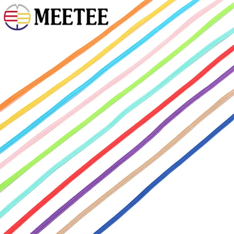 Meetee 탄성 밴드 로프 고무 헤어 밴드 리본, 바느질 웨빙 테이프, 허리 신발 벨트, DIY 의류 액세서리, 10m, 3mm, 6mm