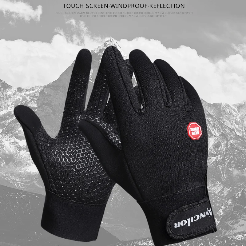 S M L Xl Motorcycle Gloves Touch Screen Anti-Slip and Cold-Proof Full-Finger Thickened Fleece Warm Gloves Cycling Equipment