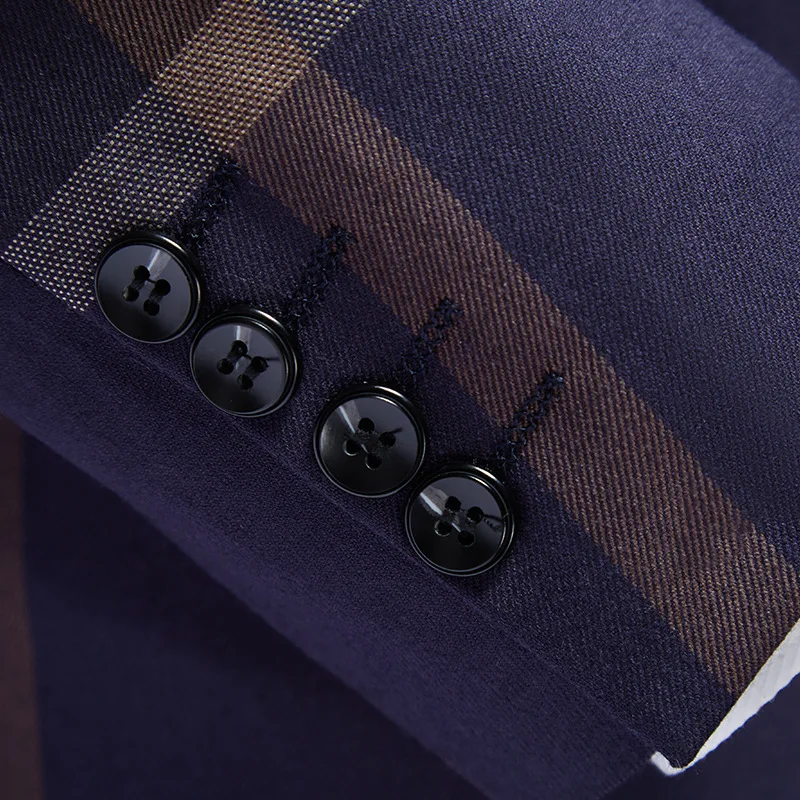 3 Pcs Suits Set Coat Vest Pants / Fashion Men's Casual Boutique Business Plaid Slim Formal Dress Blazers Jacket Waistcoat