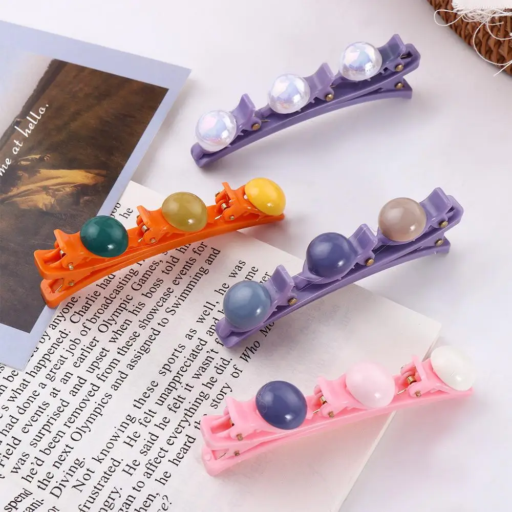 

Simple Sweet Shiny Beads Lovely Colorful Mermaid Color Korean Style Hair Clip Duckbill Clip Braided Hair Clip Women Hairpin
