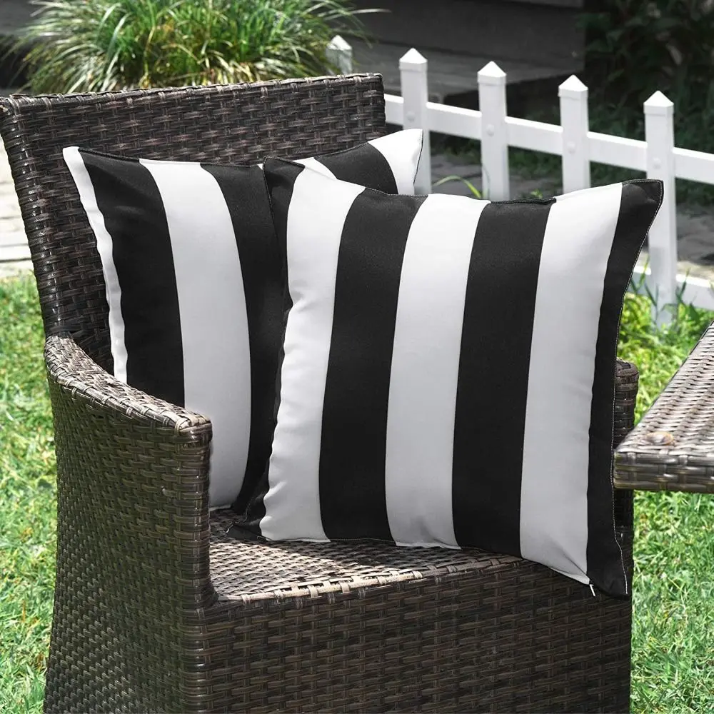Colorful Waterproof Outdoor Cushion Cover Durable Striped Pillow Cover Modern Pillow Case Sofa
