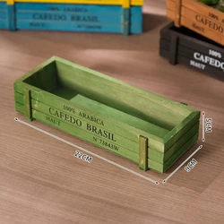 Rustic Vintage Wooden Flowerpot for Home and Garden Decor (Green)