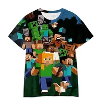 Uniqlo Minecraft 3D Printed Casual Tshirt Summer Cute Boys And Girls Building Block Building Cartoon Tee Popular Top inside out2 2