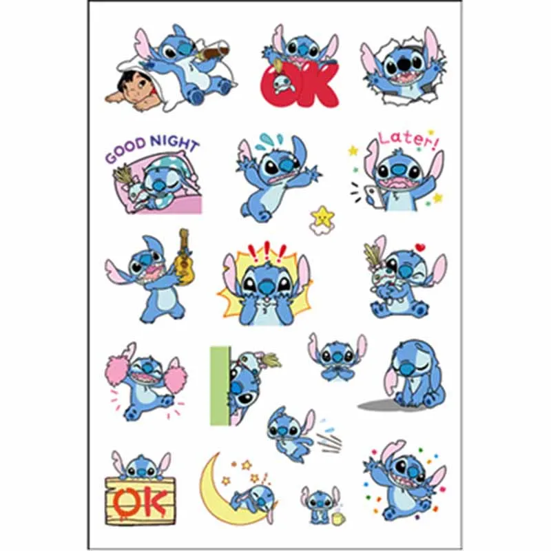 Stitch Disney Anime Figure Waterproof Tattoo Sticker Cartoon Doll Decoration Stitch Sticker Model Kids Toys Girls Birthday Gift - Bilde 4