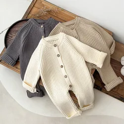 MiniAinis Autumn Winter Baby Knitted Romper Girls Long Sleeve Acrylic Fibers Bodysuit Boys Thickened O-neck Jumpsuit Clothes
