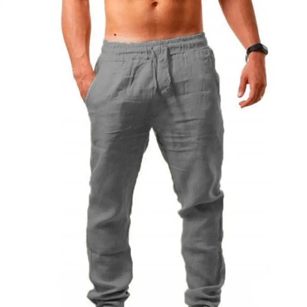 

2023 New Men's Cotton Linen Pants Male Autumn New Breathable Solid Color Linen Trousers Fitness Streetwear S-3XL