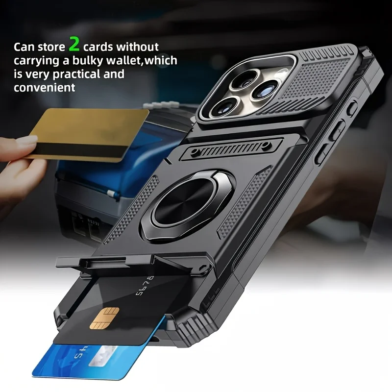 Durable Shockproof Stand Case with Card Slots and Heavy-Duty Protection