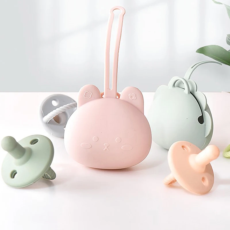 1Pc Pacifier Storage Box Baby Silicone Pacifier Holder Container Box Infant Portable Soother Chain Silicone Storage pacifier holder plastic pacifier box
