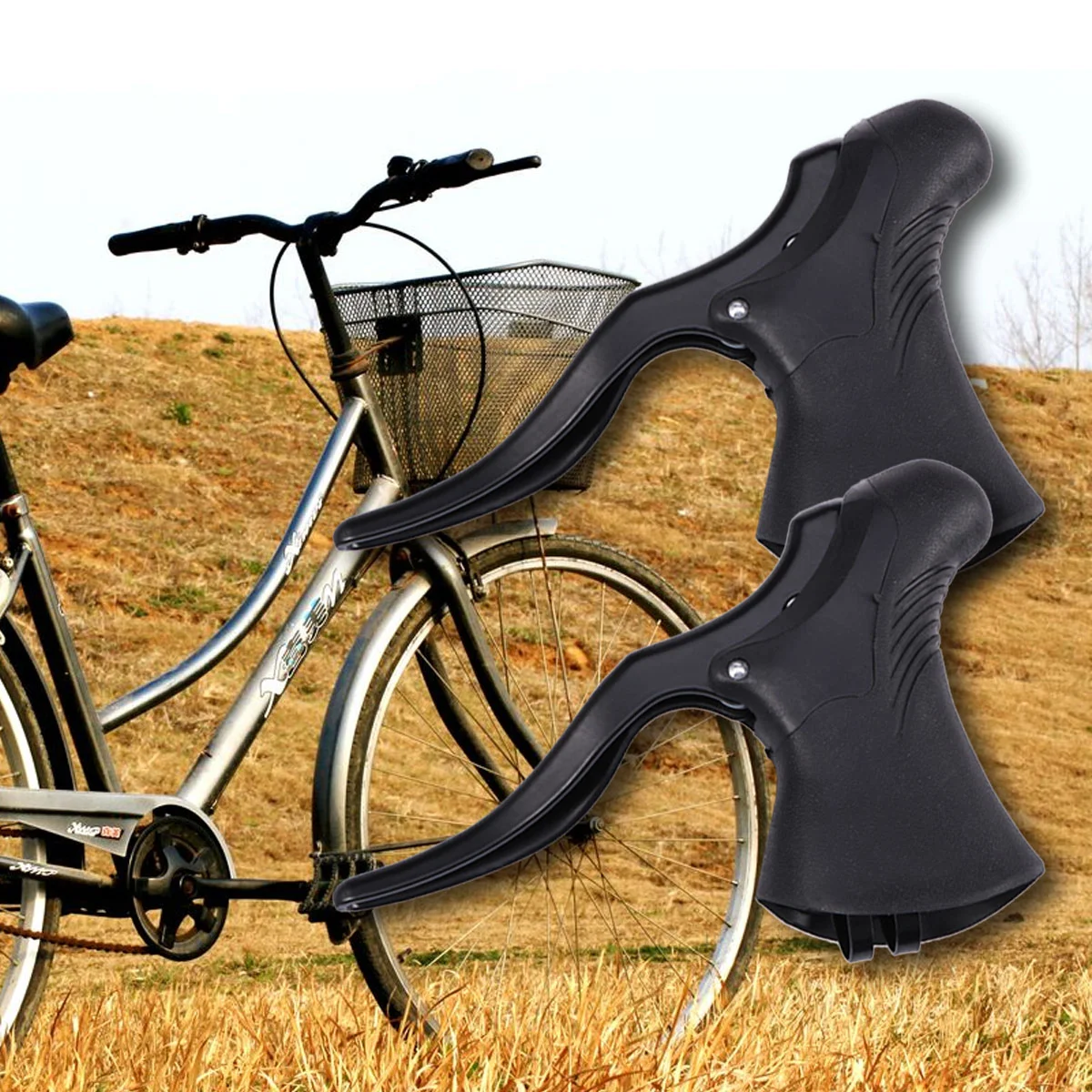 

1 Pair Bike Brake Lever Handlebar Brakes Brake Lever Brake Handle Brake Lever for Fixed Gear Road Bike (Black)