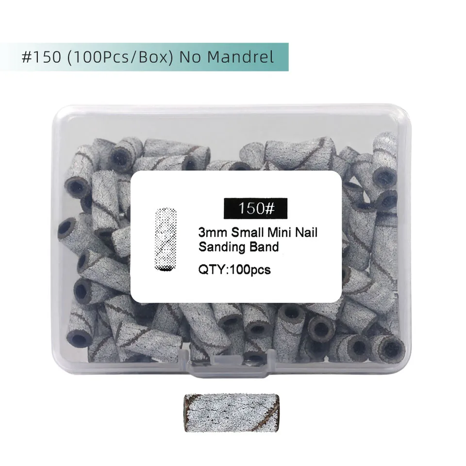 3mm Small Sanding Bands without Stainless Steel Mandrel Electric Nail Drill Bits Accessories Manicure Cuticle Clean