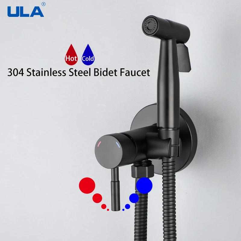 ULA Bidet Faucet Stainless Steel Portable Toilet Bidet Sprayer Set Toilet Faucet Hygienic Shower Hot Cold Water Shoer Head 3