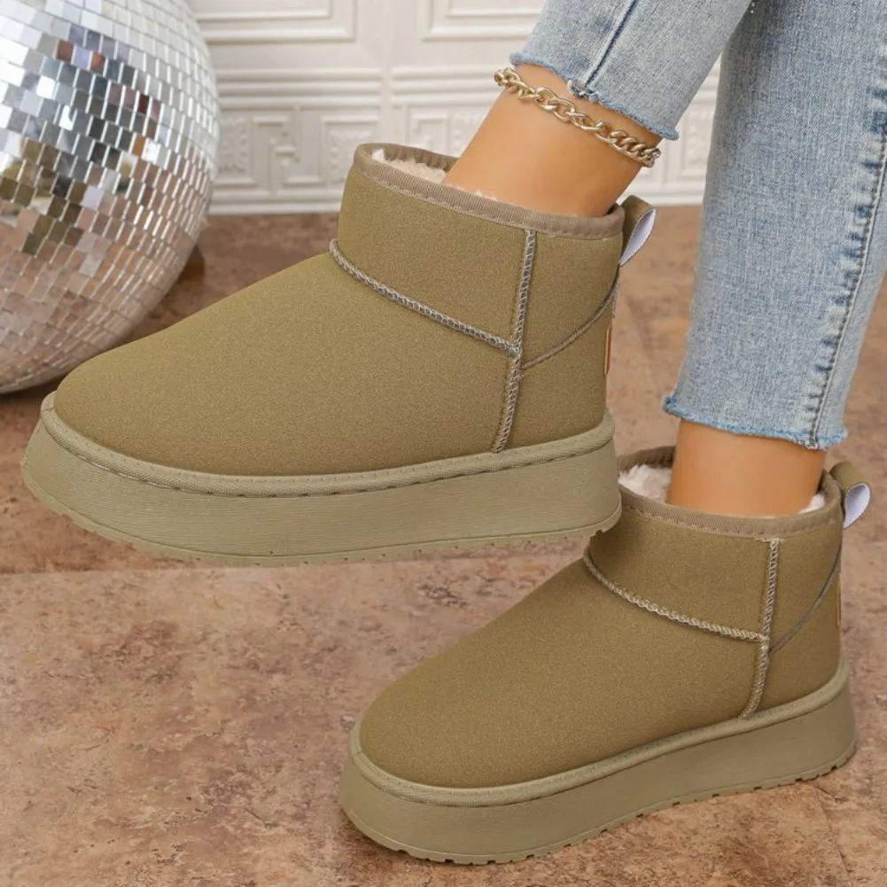 Thick Bottom Fleece Lined Snow Boots Winter Hot Sale Of The Season Women's Casual Short Boots Korean Style Rubber Material Booti