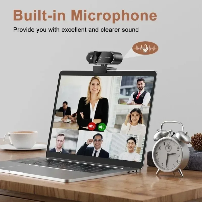 Webcam 4K 2K 1080P con microfono Messa a fuoco automatica Telecamera Full HD da 8 MP per PC Windows Laptop IOS MacBook Web Cam esterna Videochiamate - immagine 6