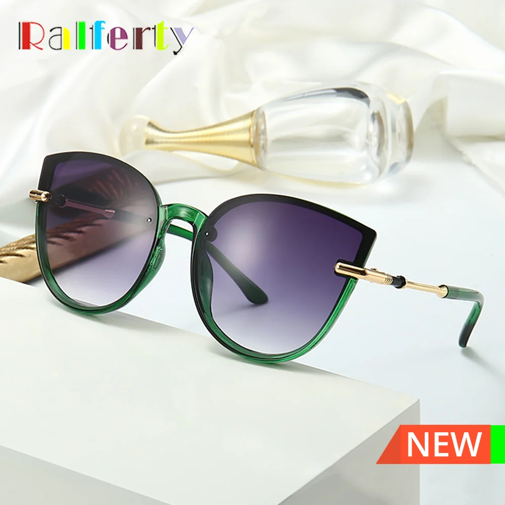 Ralferty Women Cat Eye Sunglasses 2023 Luxury Brand Design y2k Sun Glasses Vintage Eyelass Black Green Shades UV400 Female Oculo