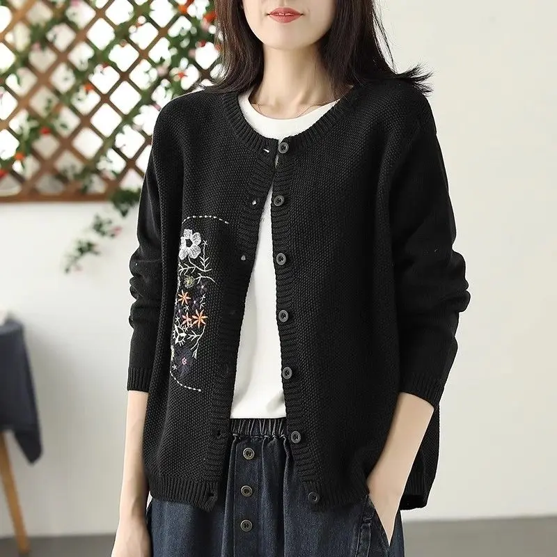 Autumn Winter Vintage Embroidery Cardigan - image11