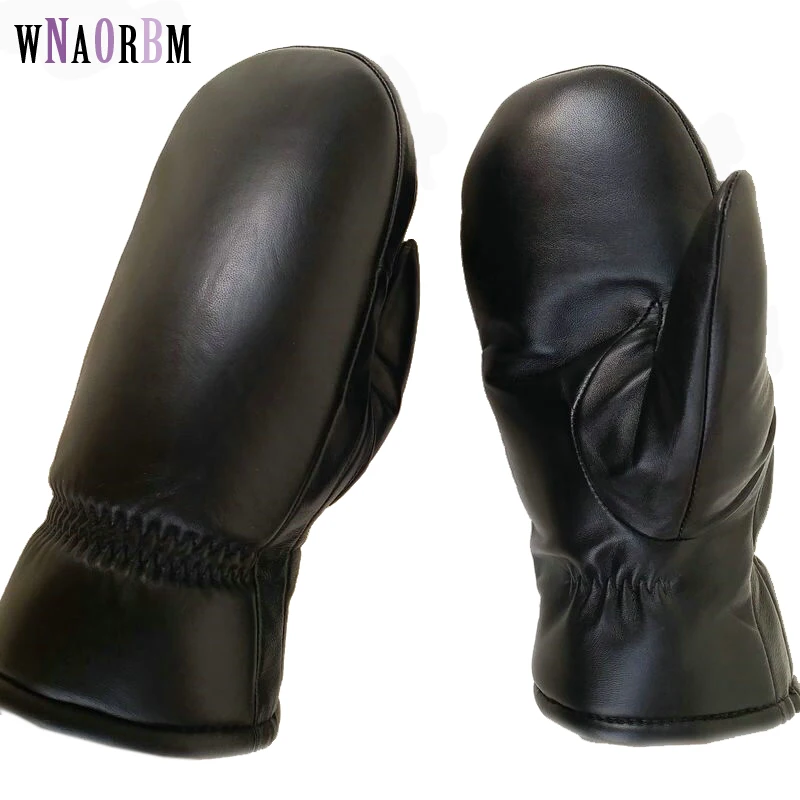 2022 new extra large sheepskin gloves men's winter thick warm sports