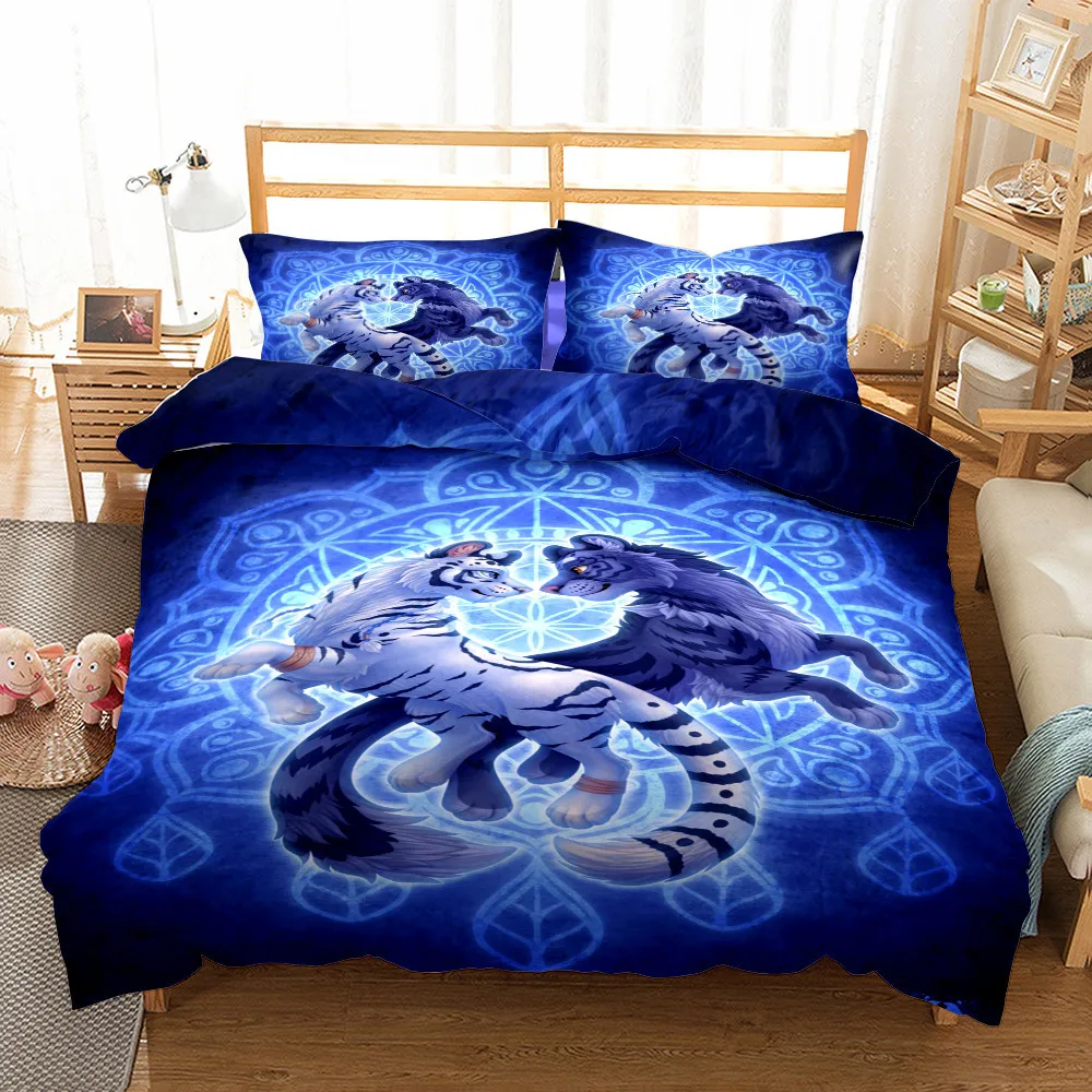 

Animal Tiger Print Three Piece Bedding Set Fashion Article Children Or Adults For Beds Quilt Covers Pillowcases Bedding Set Gift