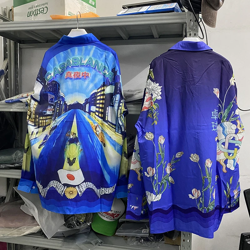 

23SS Streetwear Blue Casablanca Shirts Men Women New Arrived Hawaii Beach Shirt Top Tees Goth
