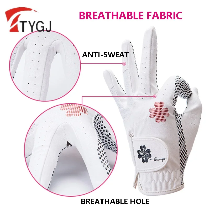 TTYGJ-guantes de Golf antideslizantes para mujer, accesorio transpirable de cuero PU, mano derecha e izquierda, 1 par