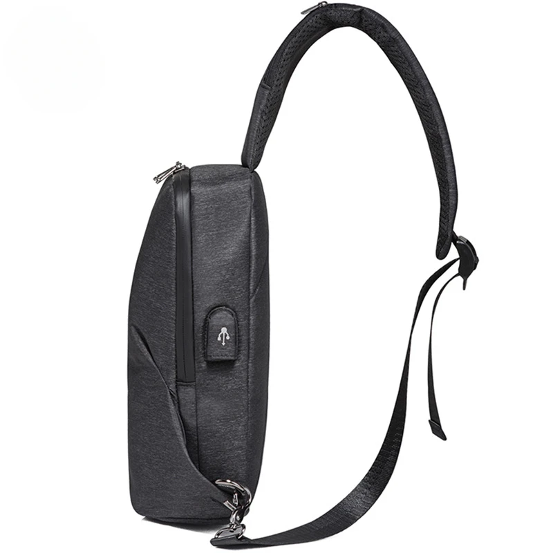 2024 New Men's Trendy Cool Style Chest Bag Single Shoulder Crossbody Bag USB Charging Men's Bag Youth Sports Small Backpack