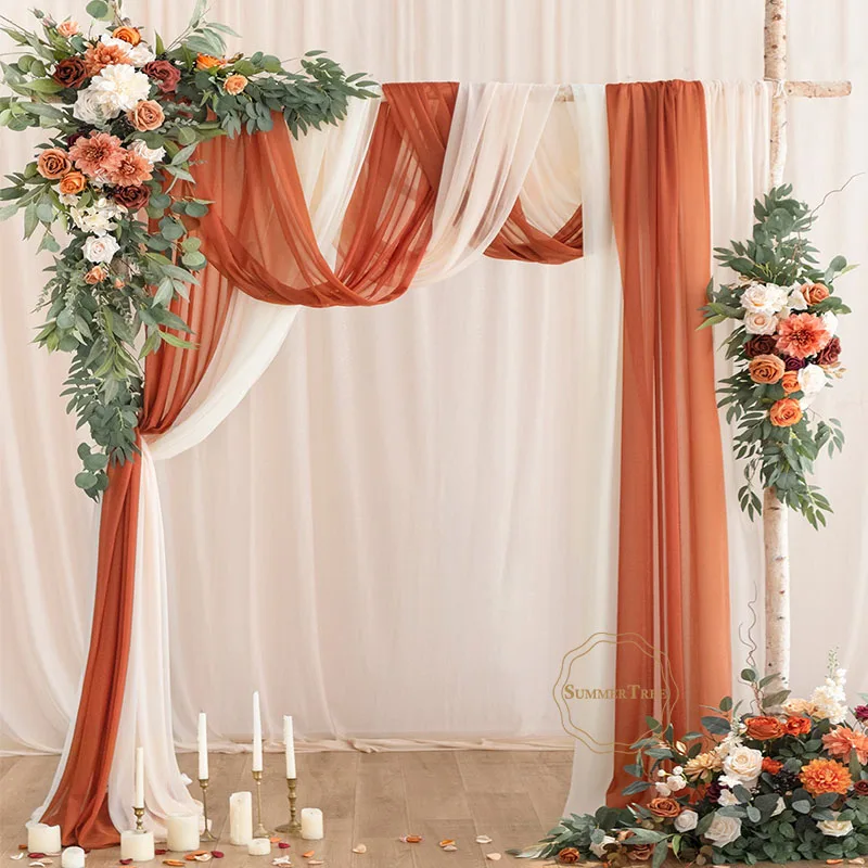 Silk fabric 6-10 Meters Wedding Arch Drape Fabric Sheer Chiffon Tulle Curtain Draping Backdrop Party Supplies Drapery Ceremony Decoration
