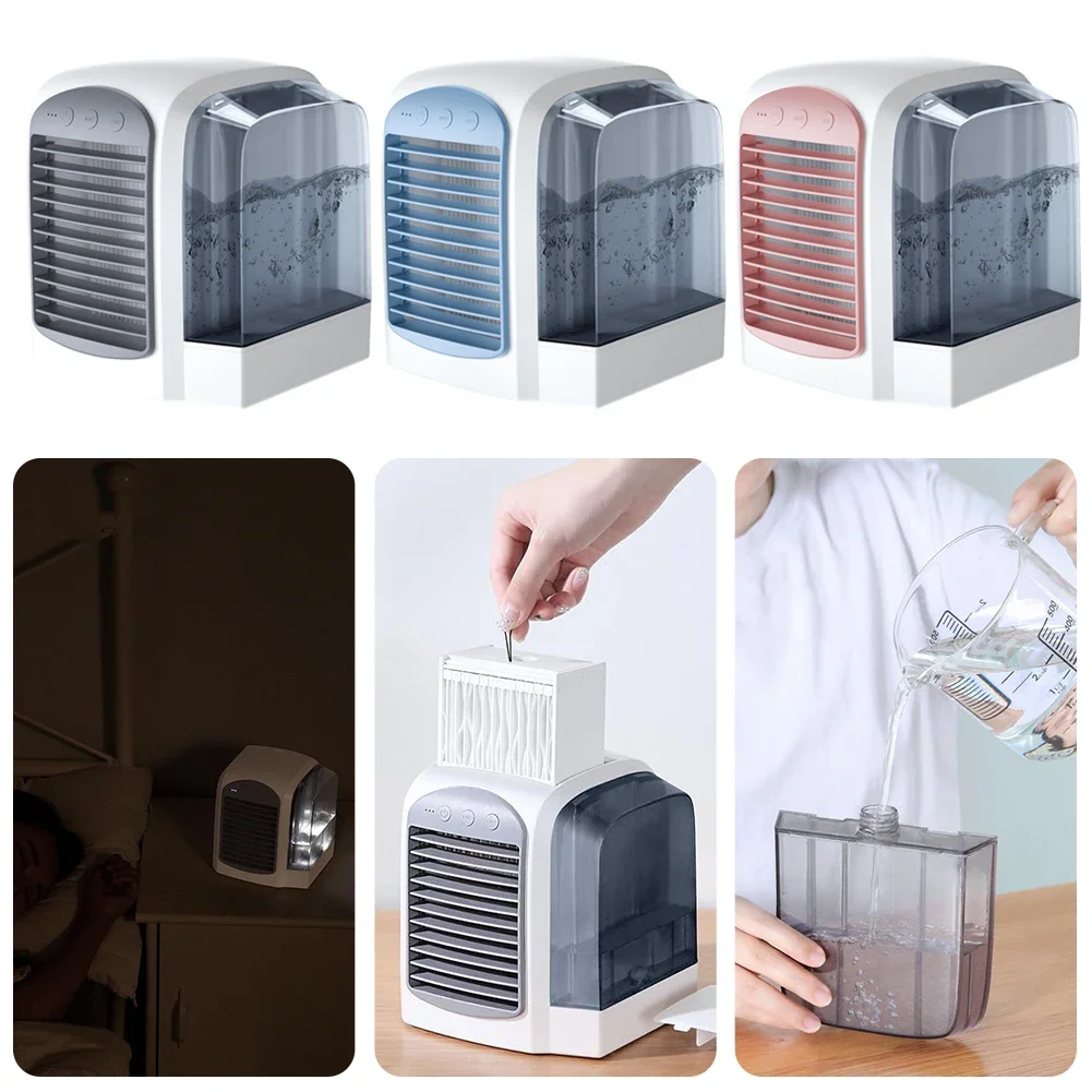 Summer New Water-Cooled Fan Personal Mini Air Cooler Humidifier Portable Air Chiller 3 Gear 380ml Tank for Bedroom Living Room
