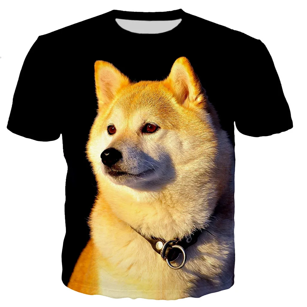 

2023 New 3D Printing Men's and Women's Cute Chaigou T-shirt Summer Leisure Short Sleeve Round Neck Top T-shirt Clothing