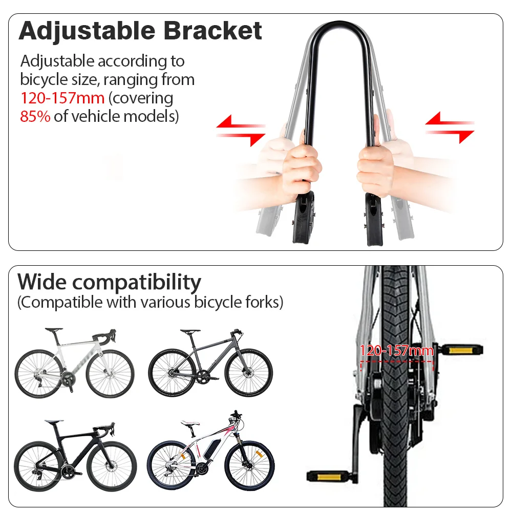 Verstellbarer Fahrrad-Gepäckträger aus Aluminiumlegierung, universeller Fahrrad-Heckträger, Vorderradgabelträger, Tasche für Bikepacking – Detail 14