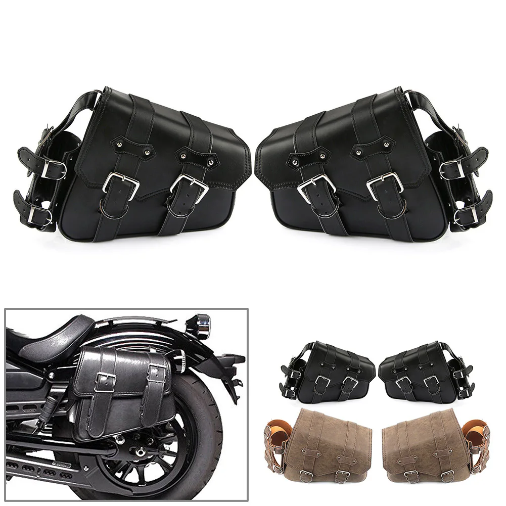 

Left+Right 2Pcs Motorcycle Side Saddle Bags Tool Bag For Harley Sportster For Indian Scout Sixty Bobber For Honda Shadow Rebel