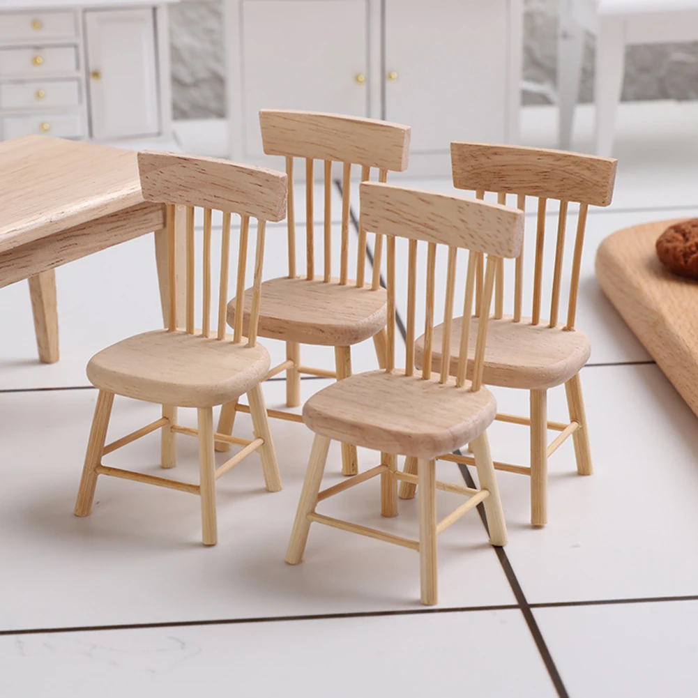 Miniature Wooden Chairs Crafts Dollhouse Wooden Table Chairs Doll