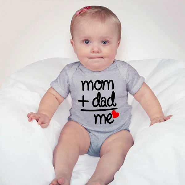 Dad Plus Mom Equals Me Funny Letter Baby Onesies Baby Boys Girls Romper Infant Clothing Newborn Costume Clothes