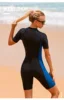 One piece swimsuit for women with short sleeves, elastic belly covering, slimming effect, quick drying, and sun protection 2