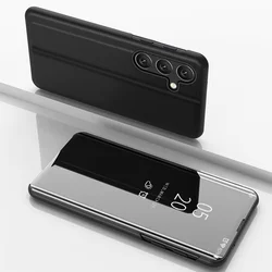 Premium Mirror Flip Phone Case - Sleek and Stylish Protective Cover - Galaxy A73 5G (Black)