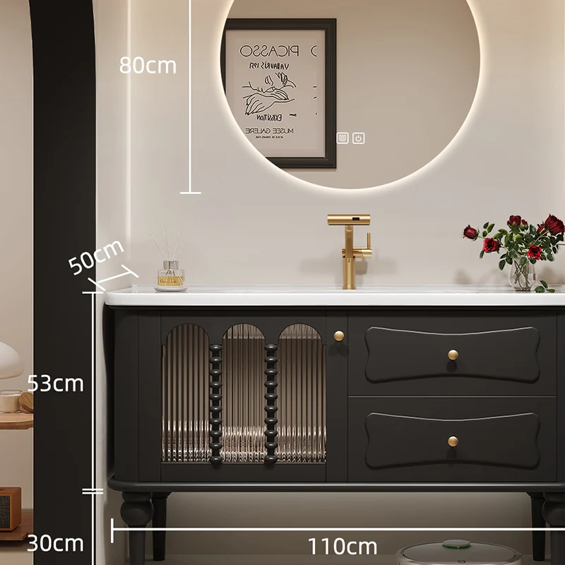 Drawer French Cabinet Vintage Vanity Wall Vertical Luxury Organizer Bathroom Mirror Storage Sink Szafka Bathroom Furniture