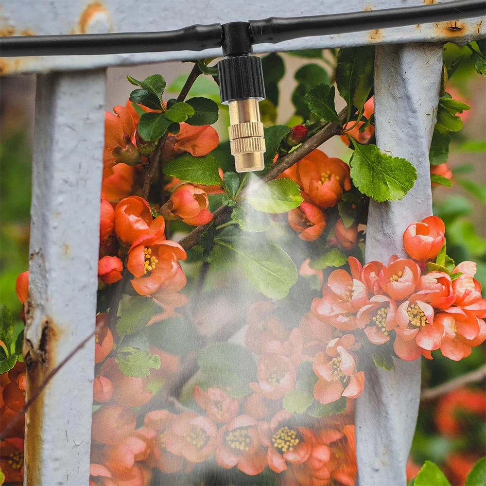 15-250Pcs Micro Drip Irrigation Misting Brass Nozzle Garden Spray Cooling Parts Copper Sprinkler with Thread Barb Tee Connector 2