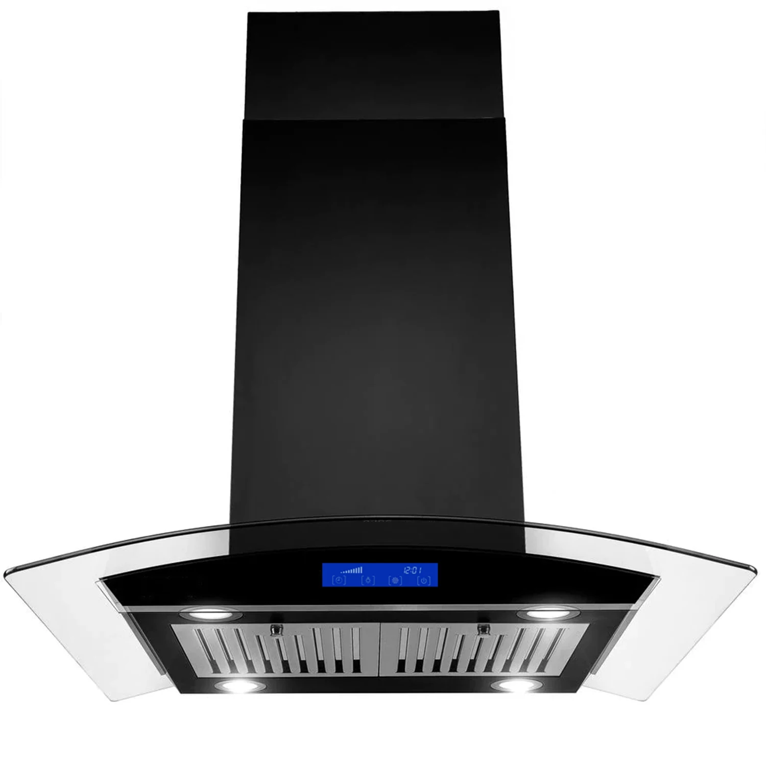 Tieasy 36 inch 700CFM Island Mount Touch Panel 3 Speed Fan Permanent Filters with LED Lights Kitchen Range Hood USGI0290BPB