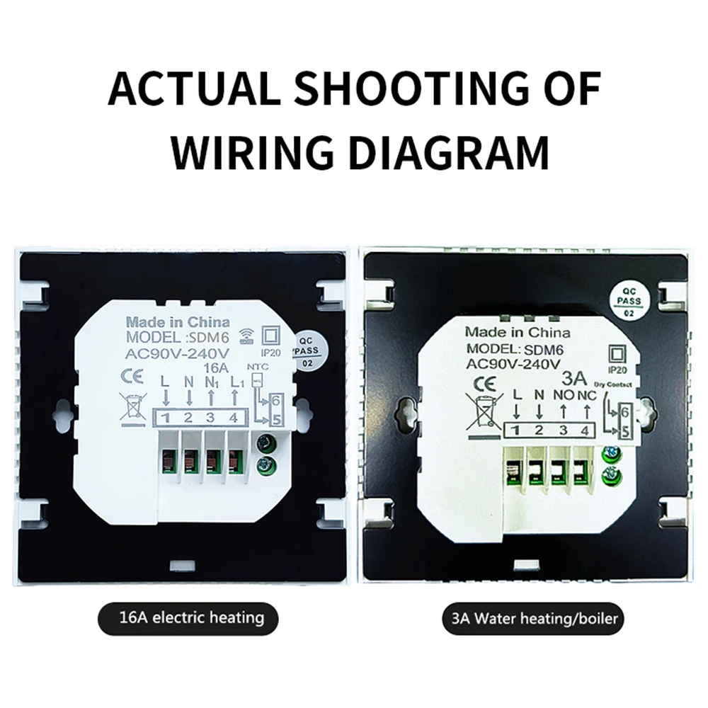 AC90-240V WIFI 16A 온도 조절기 스마트 스위치 패널 (전기 바닥 난방 시스템 원격 제어용)