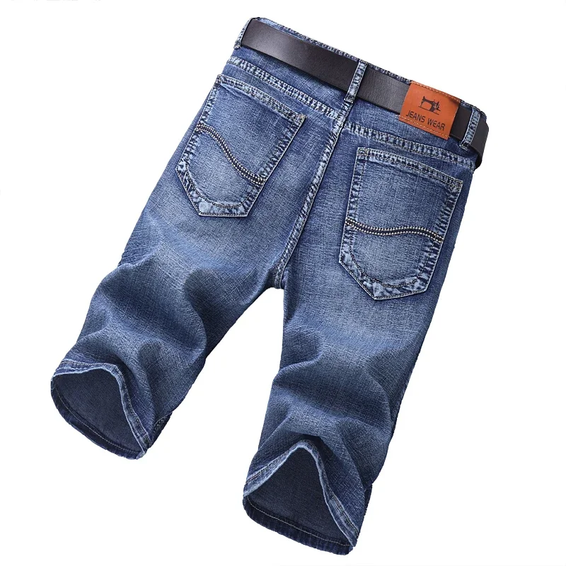 

Шорты мужские джинсовые стрейчевые, модные дизайнерские зауженные прямые джинсовые штаны, черные синие, лето 2023
