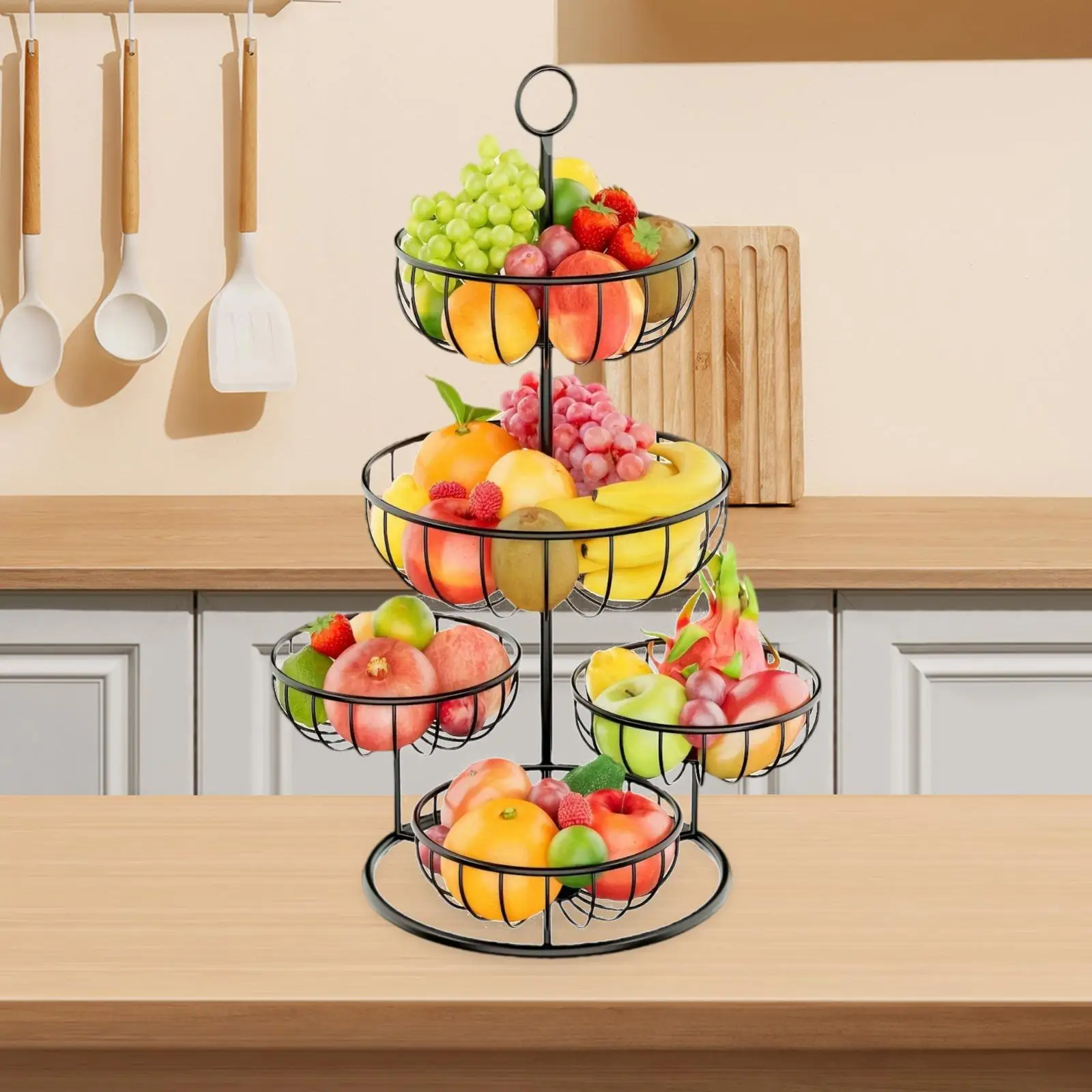 5 Tier Fruit Basket Bowl Multiuse Large Capacity Metal Fruits Stand Fruit Bowl 5 Tier Fruit Basket Bowl Multiuse Large Capacity Metal Fruits Stand Fruit Bowl
