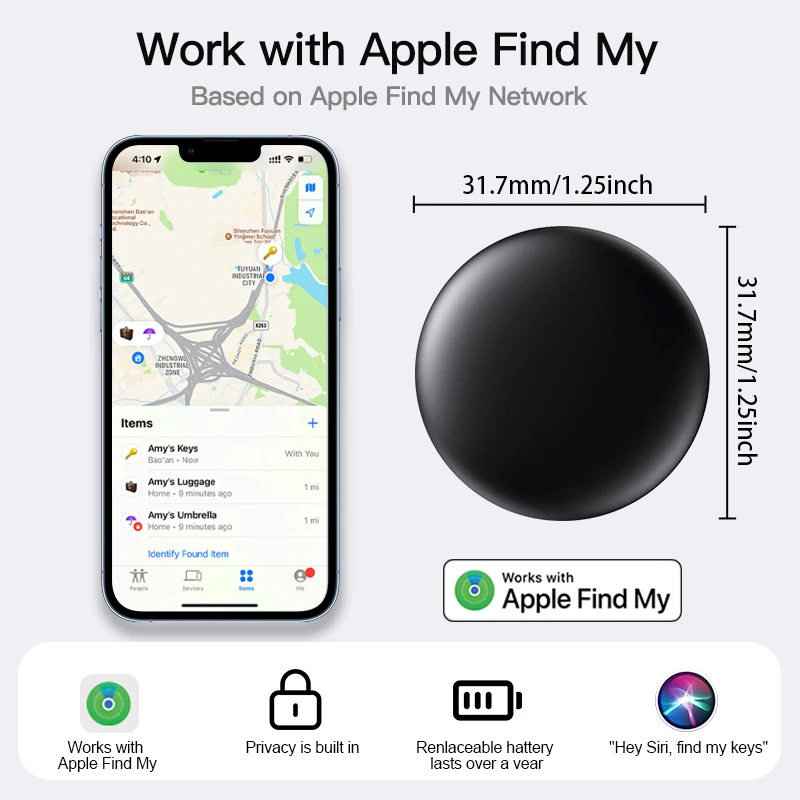 Bluetooth Finder Colorful Mini Smart Tag Bluetooth Finder For Luggage Tracker Works with Apple Find My Item Locator For Key Luggage Backpack