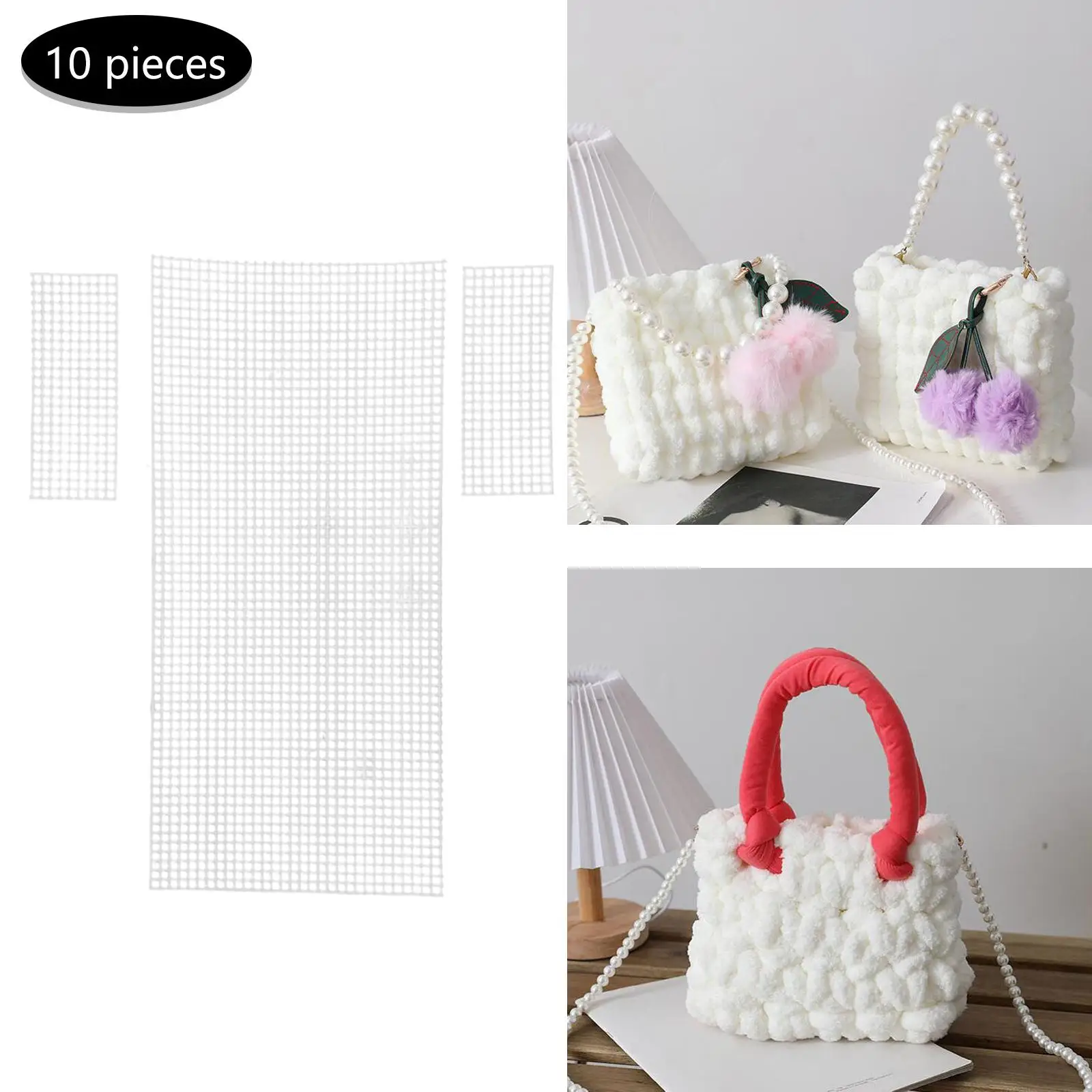 10PcsDIYPlasticMeshCanvasSheetsforLadyGirlsBagMaking