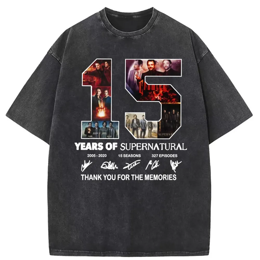 

Years Of Supernatural Man Novelty T-shirts Thank You For The Memories Long Sleeve Tee Shirt Men Printed Washed Cotton Sweatshirt