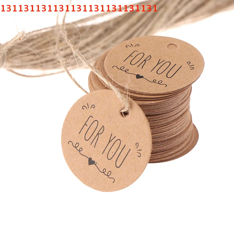 선물 태그 및 패키지 장 100개 크래프트 종이 행택 패턴 라벨