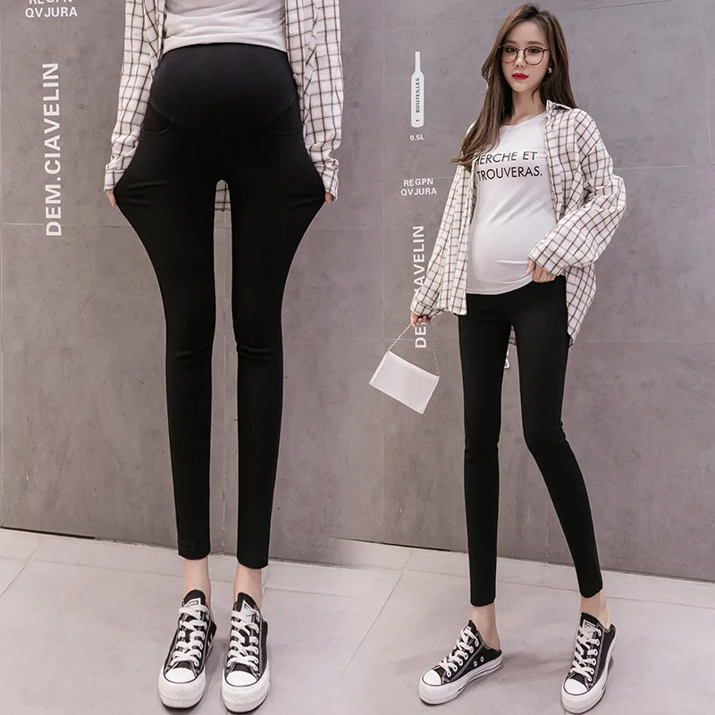 75 Pregnant Women's Slim-Fit Capri Pants Nine-Inch Length Luxury Brocade Belly Support Pants Slimming Casual Tights Leggings