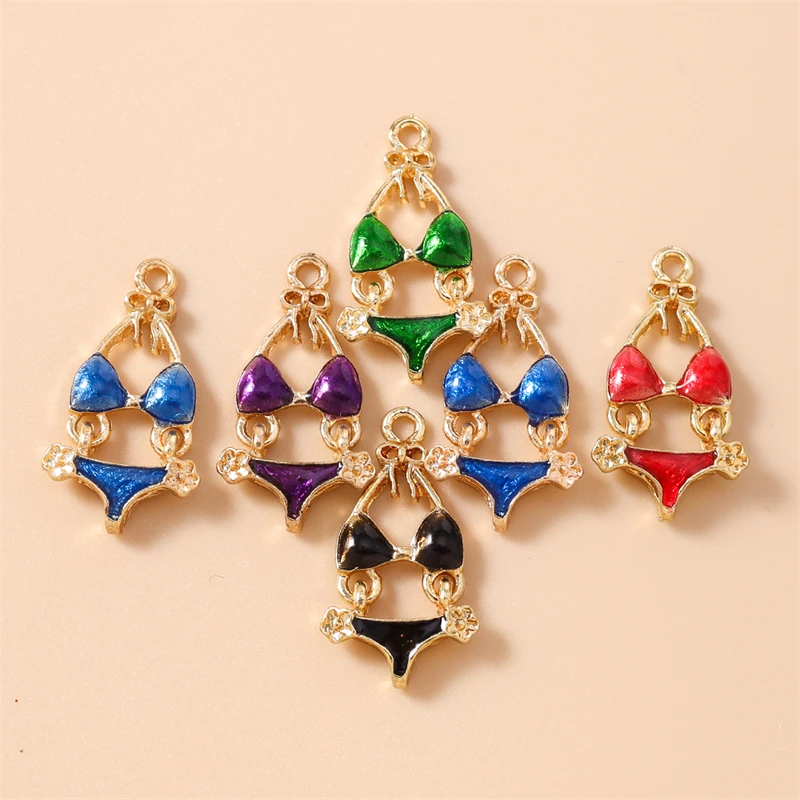 20 Stück Sexy Emaille Sommer Bikini Badeanzug Charms Anhänger für die Herstellung von Halsketten Ohrringen Armbändern DIY Handwerk Schmuck Zubehör – Detail 14