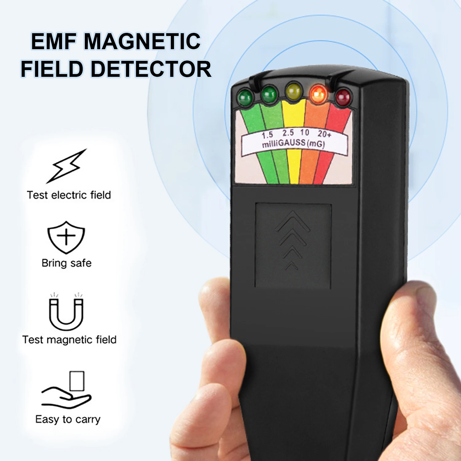 EMF Meter Tester 5-LED Magnetic Field Detector Ghost Hunting Paranormal Equipment Portable Counter Professional